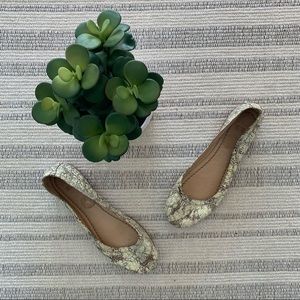 Frye Carson Ballet Flat Cracked Metallic